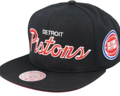 Detroit Pistons Team Script 2.0 Black Snapback - Mitchell & Ness