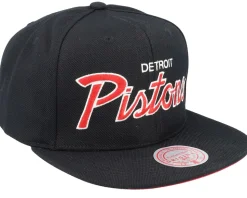 Detroit Pistons Team Script 2.0 Black Snapback - Mitchell & Ness