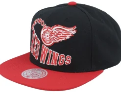 Detroit Red Wings Crooked Path Black Snapback - Mitchell & Ness