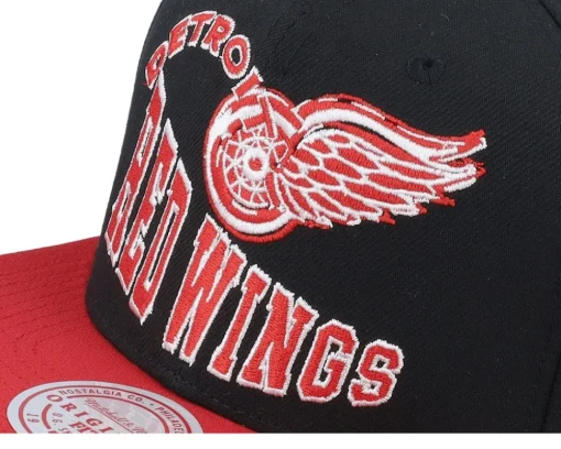 Detroit Red Wings Crooked Path Black Snapback - Mitchell & Ness