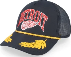 Detroit Red Wings Gold Leaf Hwc Black Trucker - Mitchell & Ness