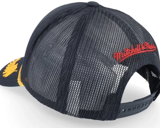 Detroit Red Wings Gold Leaf Hwc Black Trucker - Mitchell & Ness