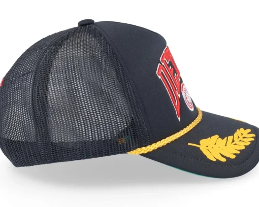 Detroit Red Wings Gold Leaf Hwc Black Trucker - Mitchell & Ness