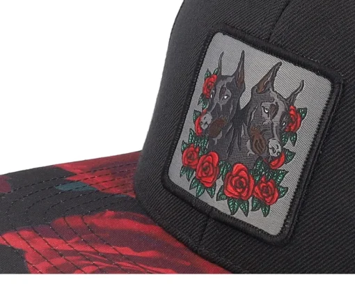 Dobermann & Roses Black/Red Snapback - Iconic
