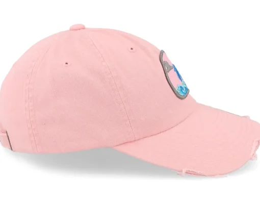 Dolphin On Waves Patch Pink Destroyed Dad Cap - Abducted