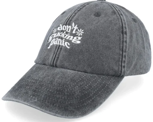 Don’t Fucking Panic Washed Black Dad Cap - Iconic