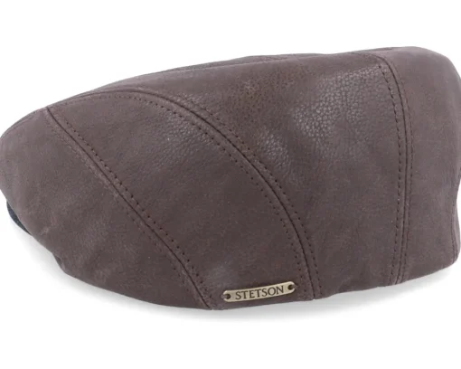Driver Cap Cowhide Brown Flat Cap - Stetson