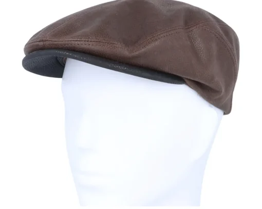 Driver Cap Cowhide Brown Flat Cap - Stetson