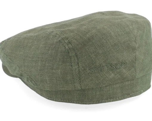 Driver Cap Linen Olive Flat Cap - Stetson