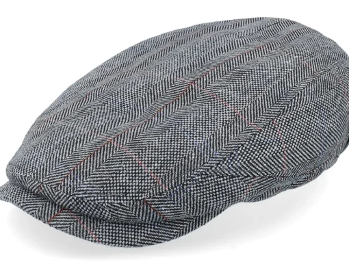 Driver Cap Silk Black Herringbone Flat Cap - Stetson