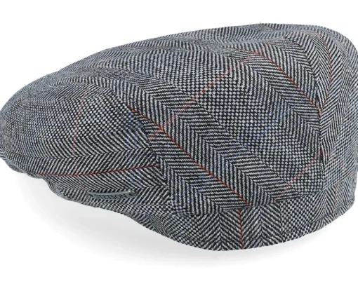 Driver Cap Silk Black Herringbone Flat Cap - Stetson