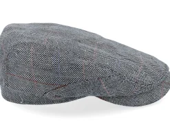Driver Cap Silk Black Herringbone Flat Cap - Stetson