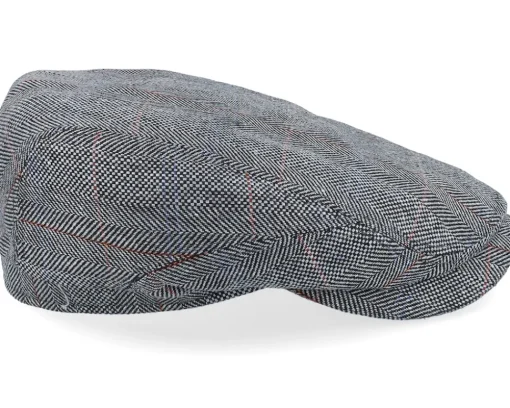 Driver Cap Silk Black Herringbone Flat Cap - Stetson