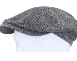 Driver Cap Silk Black Herringbone Flat Cap - Stetson