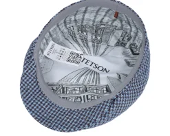 Driver Cap Silk Houndstooth Blue/Brown Flat Cap - Stetson