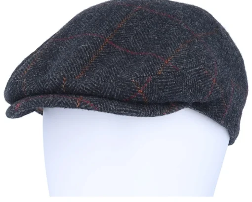Driver Cap Wool Grey Herringbone Flat Cap - Stetson