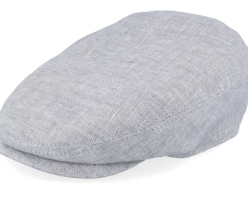 Driver Linen Light Grey Flat Cap - Stetson