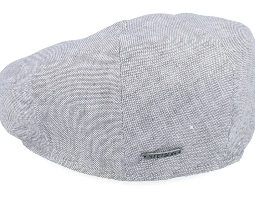 Driver Linen Light Grey Flat Cap - Stetson