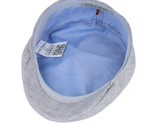 Driver Linen Light Grey Flat Cap - Stetson