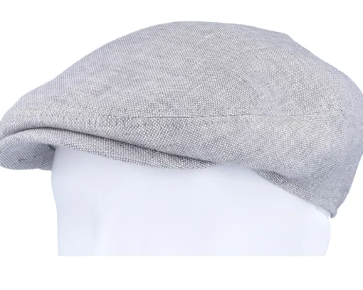 Driver Linen Light Grey Flat Cap - Stetson