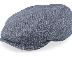 Driver Silk Blue Herringbone Flat Cap - Stetson