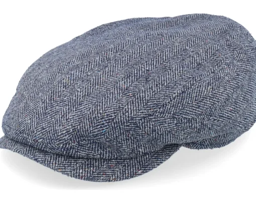 Driver Silk Blue Herringbone Flat Cap - Stetson