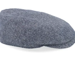 Driver Silk Blue Herringbone Flat Cap - Stetson
