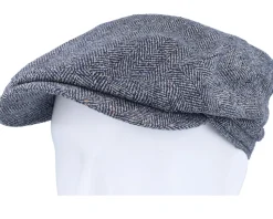 Driver Silk Blue Herringbone Flat Cap - Stetson