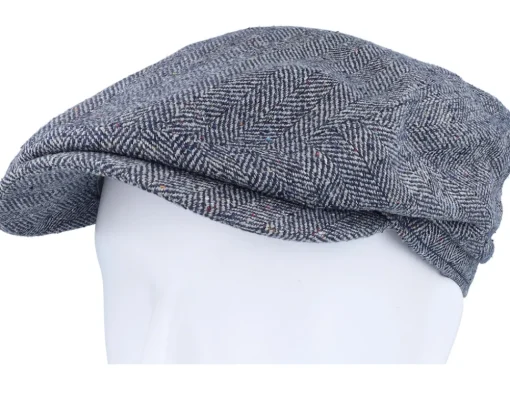 Driver Silk Blue Herringbone Flat Cap - Stetson