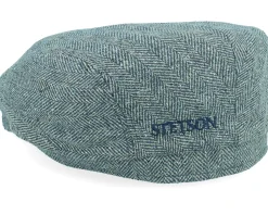 Driver Silk Green/Blue Herringbone Flat Cap - Stetson