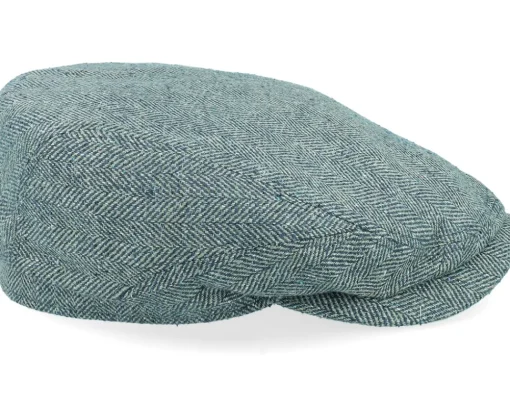 Driver Silk Green/Blue Herringbone Flat Cap - Stetson