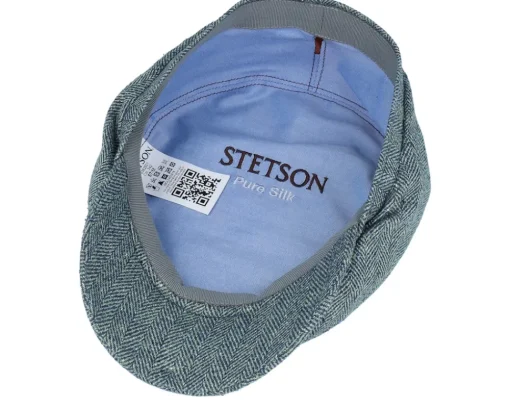 Driver Silk Green/Blue Herringbone Flat Cap - Stetson
