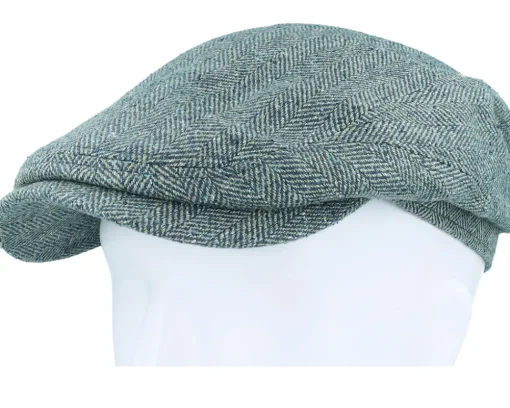 Driver Silk Green/Blue Herringbone Flat Cap - Stetson