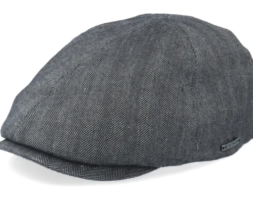 Duck Cap Cotton/Linen Black Flat Cap - Stetson