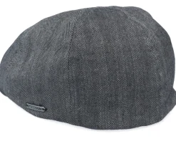 Duck Cap Cotton/Linen Black Flat Cap - Stetson