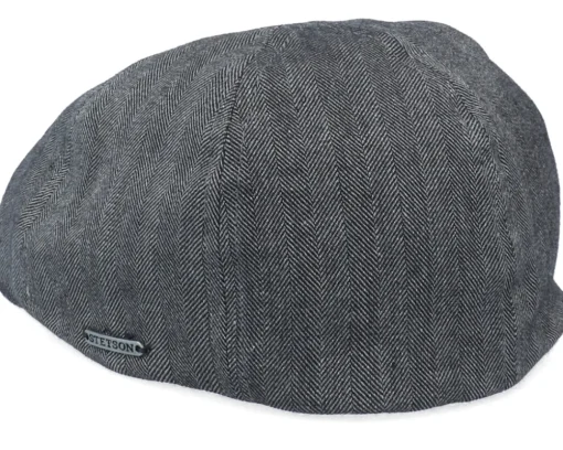 Duck Cap Cotton/Linen Black Flat Cap - Stetson