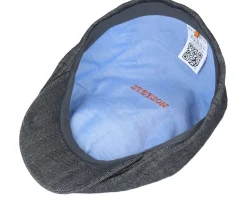 Duck Cap Cotton/Linen Black Flat Cap - Stetson