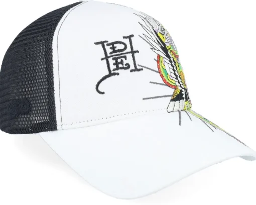 Eagle & Snake Battle Twill Mesh White A-Frame Trucker - Ed Hardy