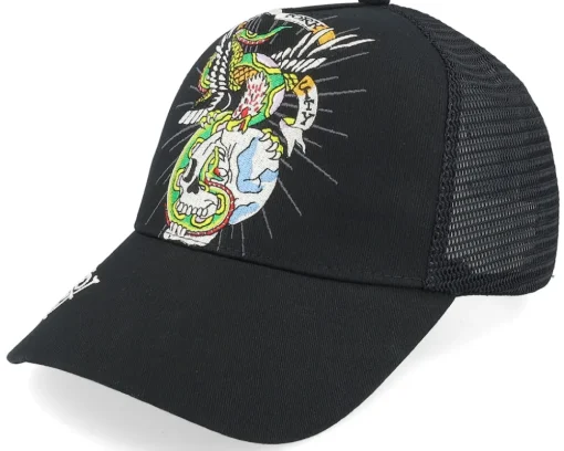 Eagle & Snake Black/Black A-Frame Trucker - Ed Hardy