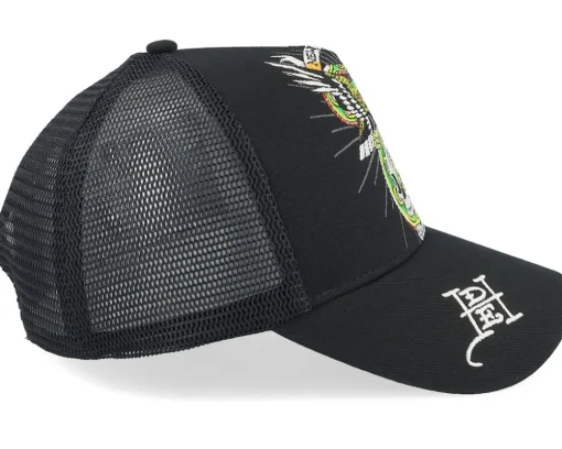 Eagle & Snake Black/Black A-Frame Trucker - Ed Hardy