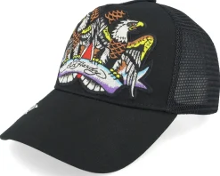 Eagle Crystal Rock Black/Black A-Frame Trucker - Ed Hardy