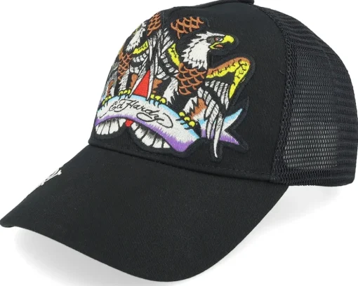 Eagle Crystal Rock Black/Black A-Frame Trucker - Ed Hardy