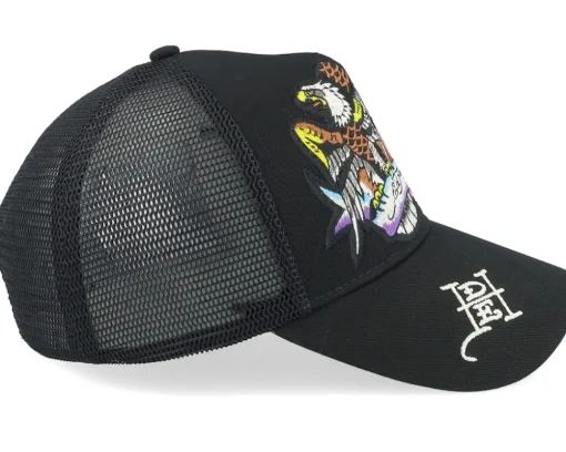 Eagle Crystal Rock Black/Black A-Frame Trucker - Ed Hardy