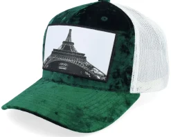 Eiffel Tower Velvet Green/Ivory A-frame Trucker - Calza Pennello