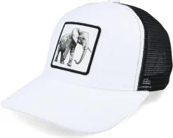 Elephant Low Poly Art White/Black Trucker - Origami