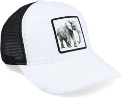 Elephant Low Poly Art White/Black Trucker - Origami