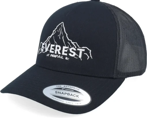 Everest Nepal Mountain Black A-frame Trucker - Wild Spirit