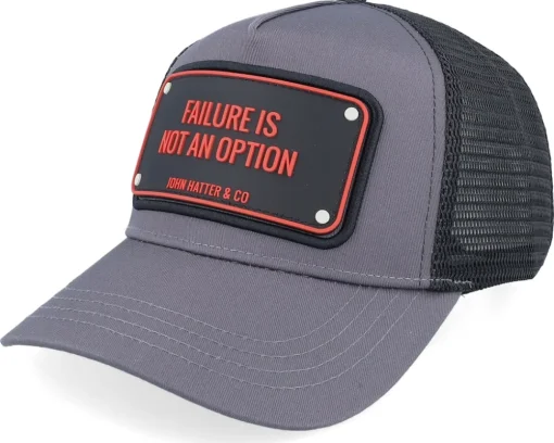 Failure Is Not An Option Rubber Charcoal Grey/Black A-Frame Trucker - John Hatter & Co
