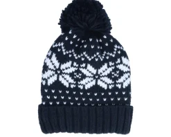 Fair Isle Snowstar® Beanie French Navy/White Pom - Beechfield