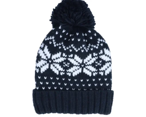 Fair Isle Snowstar® Beanie French Navy/White Pom - Beechfield